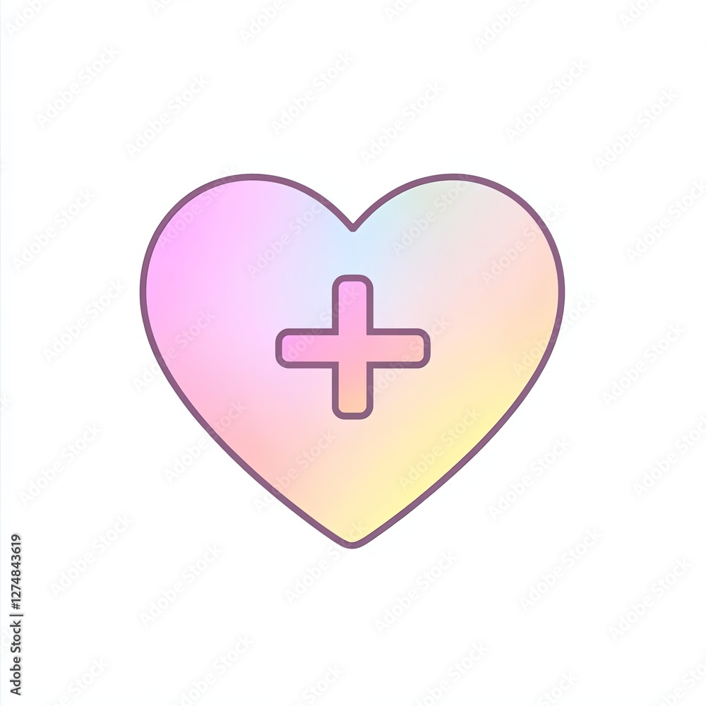 heart with plus, a simple line drawing, flat design style, pastel colors, white background heart with plus, a simple line drawing, flat design style, pastel colors, white background