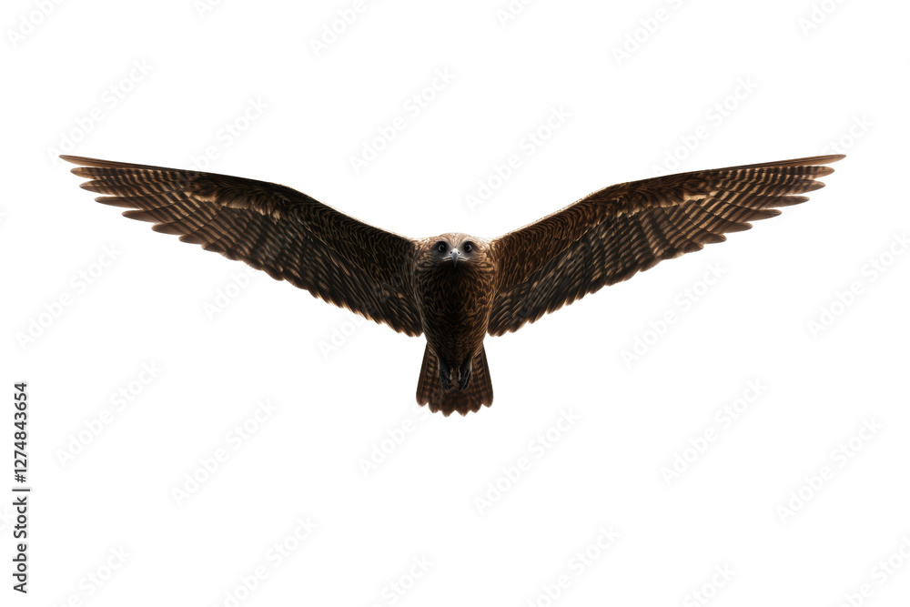 Fototapeta premium Bird with a large head and wings spread wide, isolated