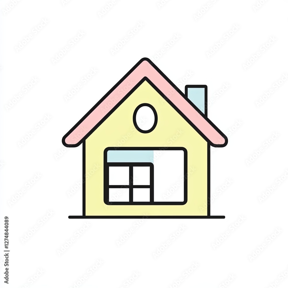 home icon, a simple line drawing, flat design style, pastel colors, white background home icon, a simple line drawing, flat design style, pastel colors, white background