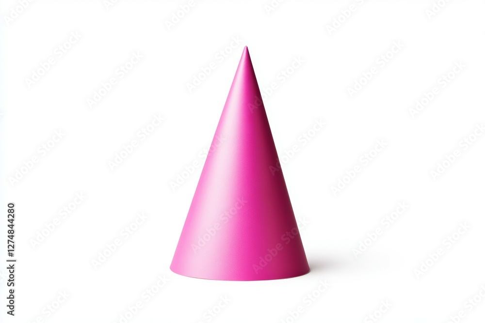 Pink cone shape is shown on a white background Pink cone shape is shown on a white background