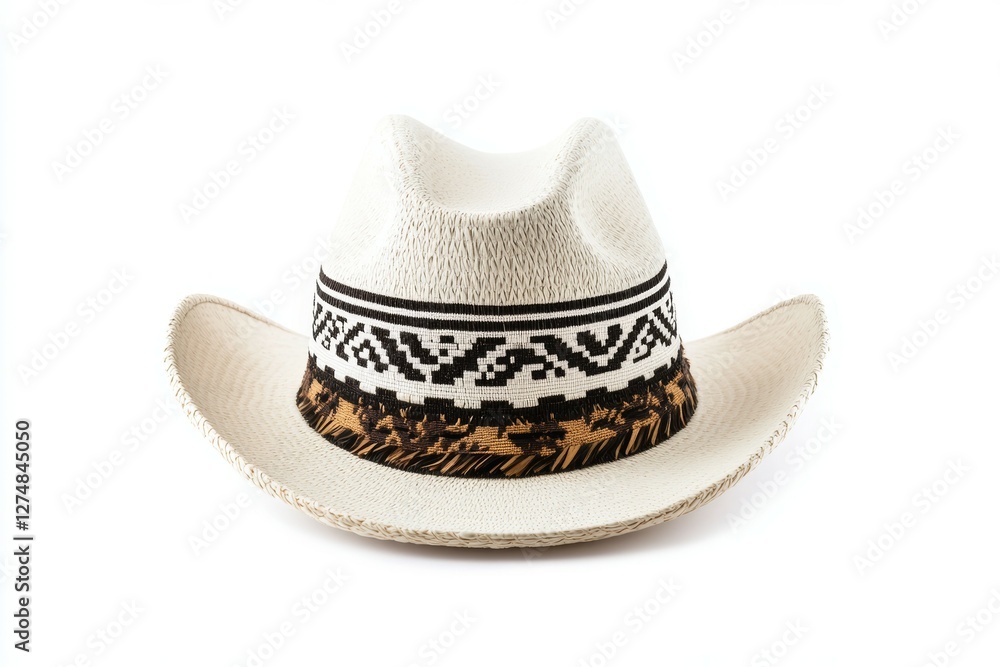 Cowboy hat with a black and white design Cowboy hat with a black and white design