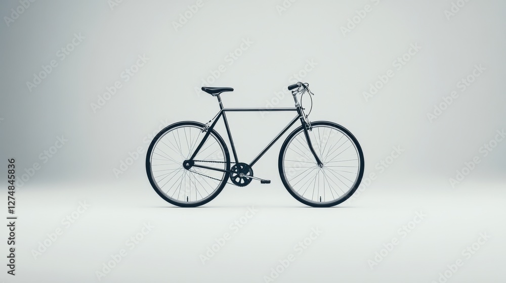 Fototapeta premium Minimalist Black Bicycle on a Light Gray Background