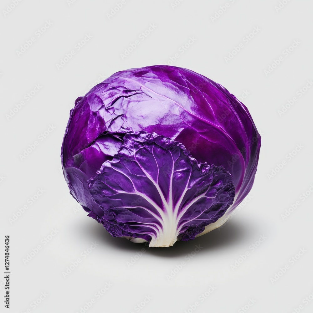 Fresh Purple Cabbage Isolated on Light Gray Background Fresh Purple Cabbage Isolated on Light Gray Background