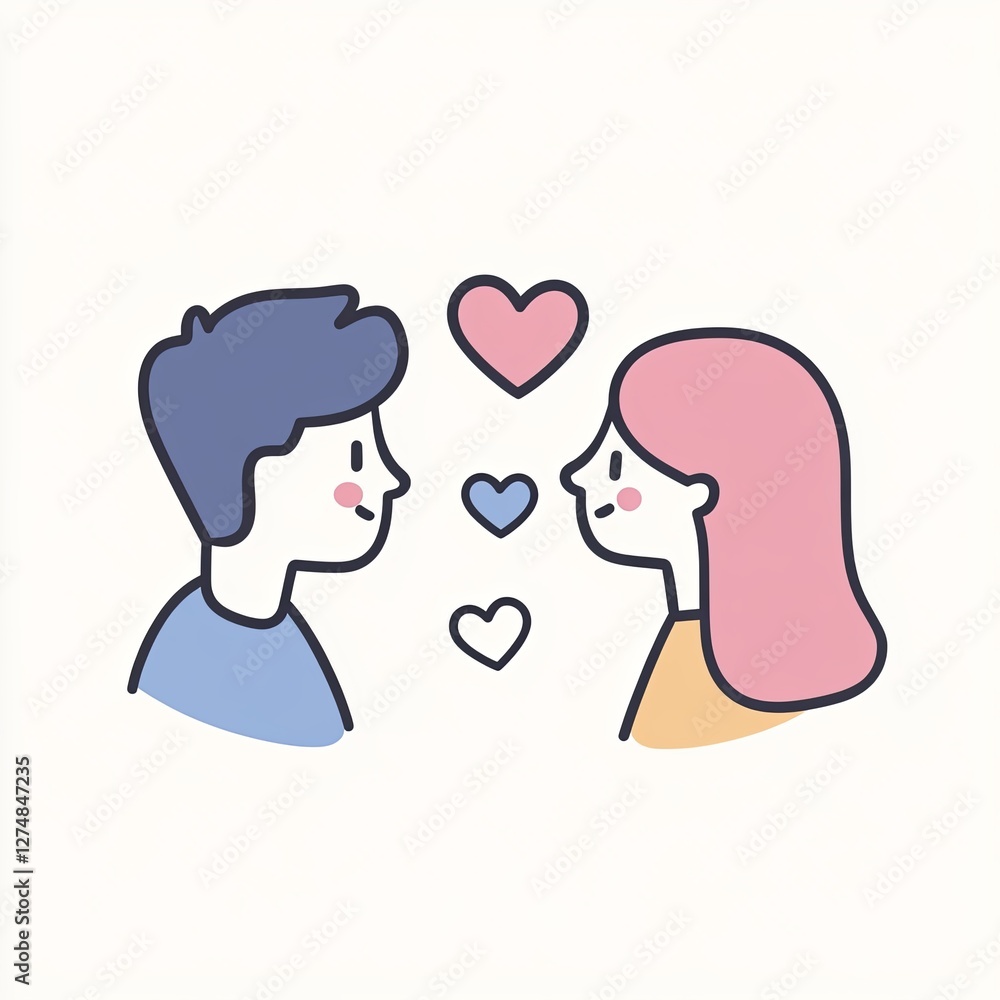 love chat, a simple line drawing, flat design style, pastel colors, white background love chat, a simple line drawing, flat design style, pastel colors, white background