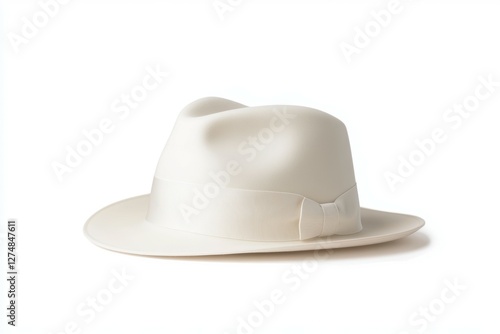 White hat with a white ribbon on it photo