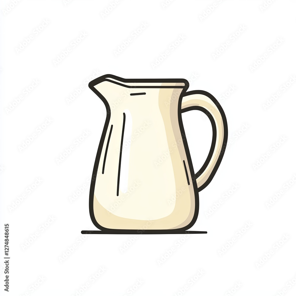 milk jug, a simple line drawing, flat design style, pastel colors, white background milk jug, a simple line drawing, flat design style, pastel colors, white background