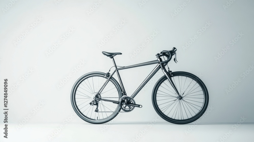 Modern Bicycle Leaning Against Minimalist White Wall Modern Bicycle Leaning Against Minimalist White Wall