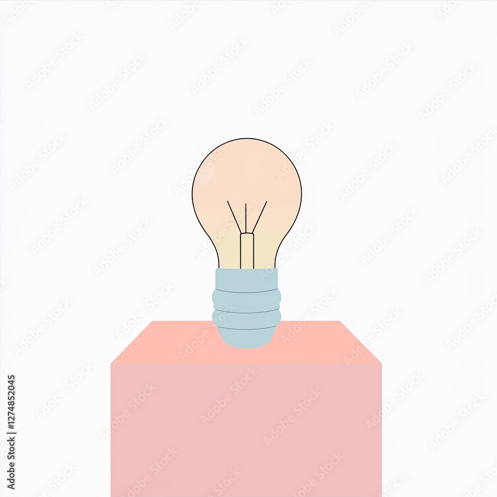 smart light bulb, a simple line drawing, flat design style, pastel colors, white background