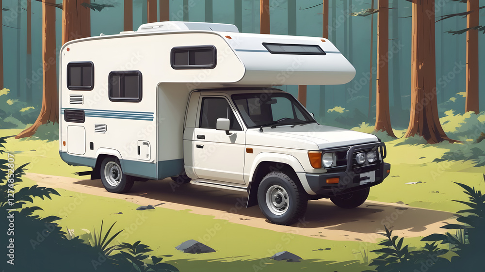 Vector illustration of a camper,camping car Vector illustration of a camper,camping car