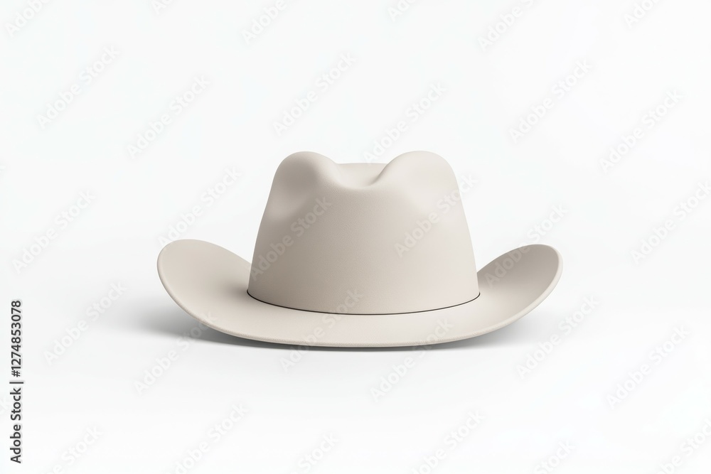 White cowboy hat is sitting on a white background White cowboy hat is sitting on a white background