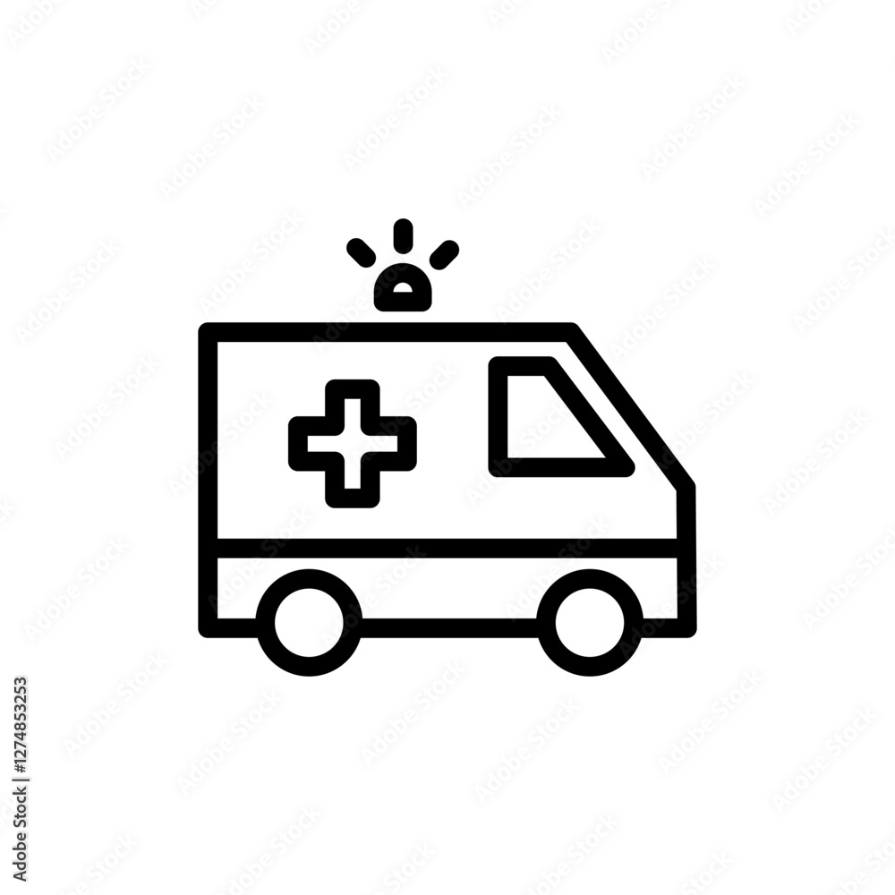 Fototapeta premium Ambulance icon vector illustration. ambulance truck sign and symbol. ambulance car