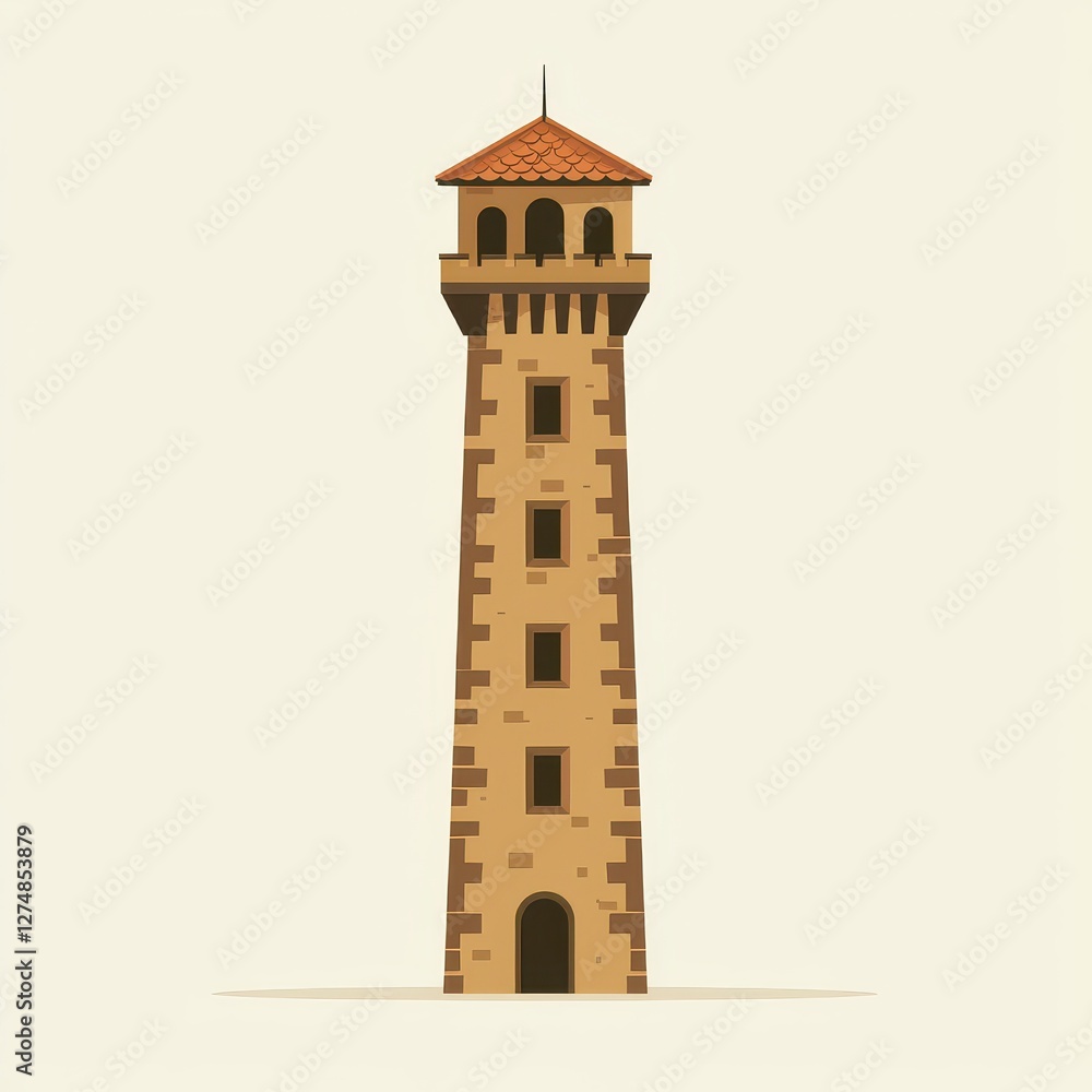 Tall Stone Tower Illustration Medieval Architecture Fortified Structure Old Castle Tower Design Tall Stone Tower Illustration Medieval Architecture Fortified Structure Old Castle Tower Design