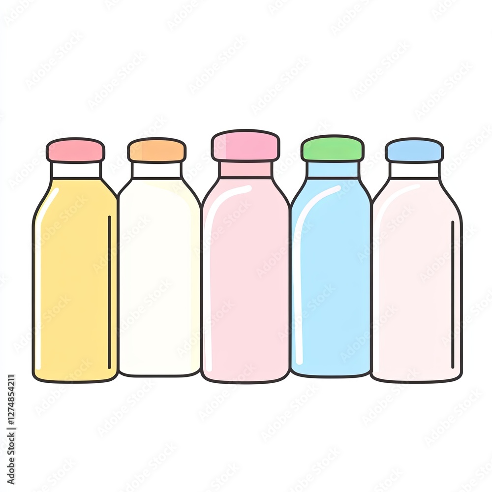TSA approved bottles, a simple line drawing, flat design style, pastel colors, white background TSA approved bottles, a simple line drawing, flat design style, pastel colors, white background