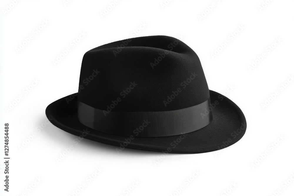 Black hat with a black ribbon around it Black hat with a black ribbon around it
