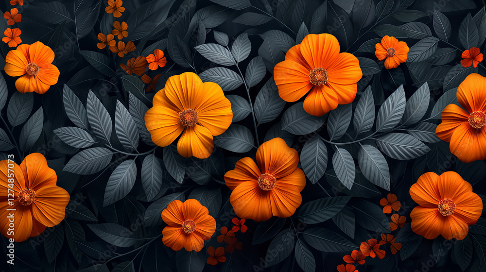 Flores Vibrantes en un Fondo Oscuro Flores Vibrantes en un Fondo Oscuro