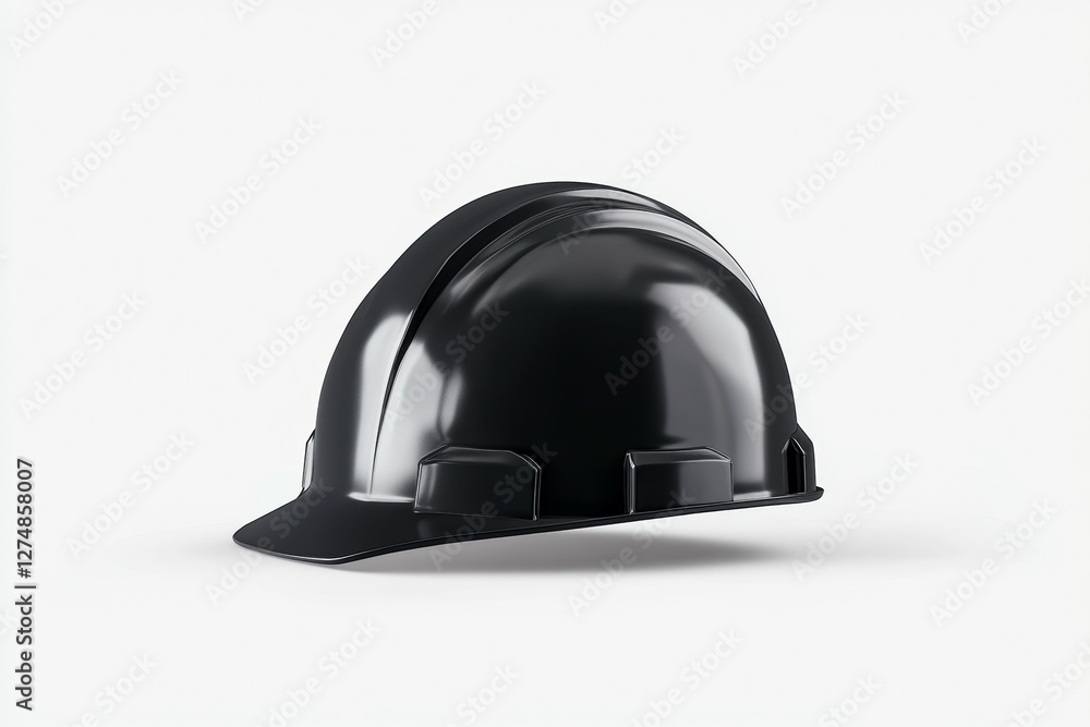 Fototapeta premium Black hard hat with a white stripe
