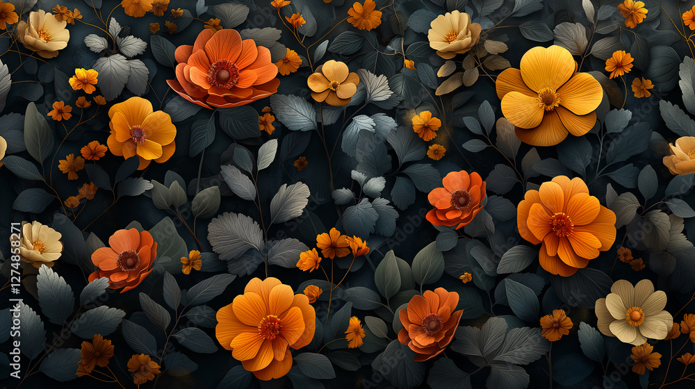 Flores Vibrantes en un Fondo Oscuro Flores Vibrantes en un Fondo Oscuro