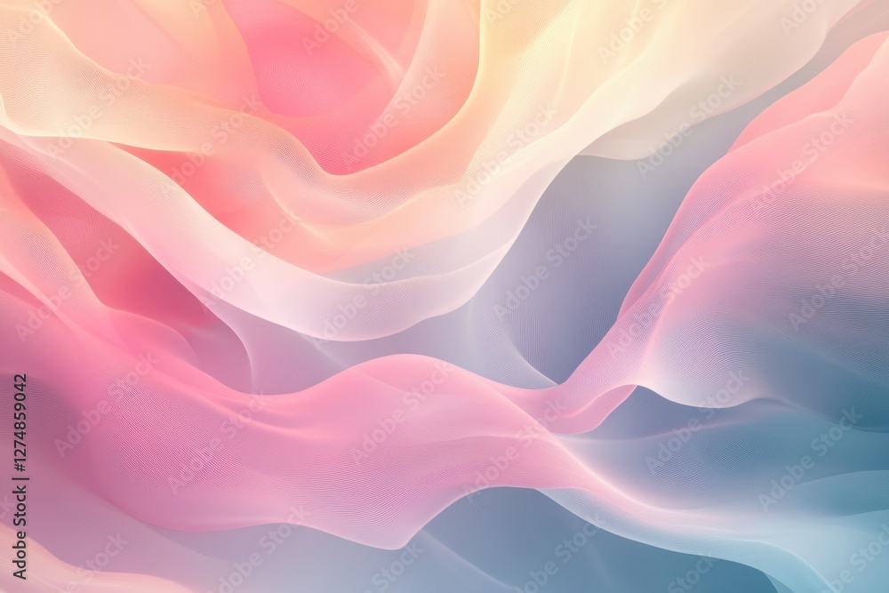 Fototapeta premium Abstract wavy lines in pastel colors create soft textures