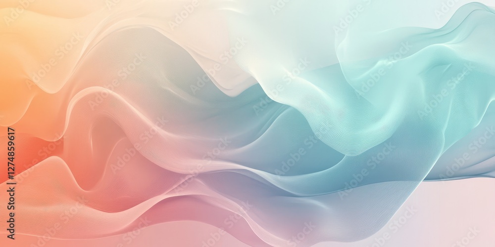 Abstract flowing shapes blend warm orange with cool blue hues Abstract flowing shapes blend warm orange with cool blue hues