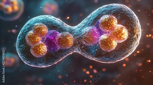 Wallpaper Mural Microscopic Cell Division Cytokinesis with Chromosomes and Organelles Torontodigital.ca