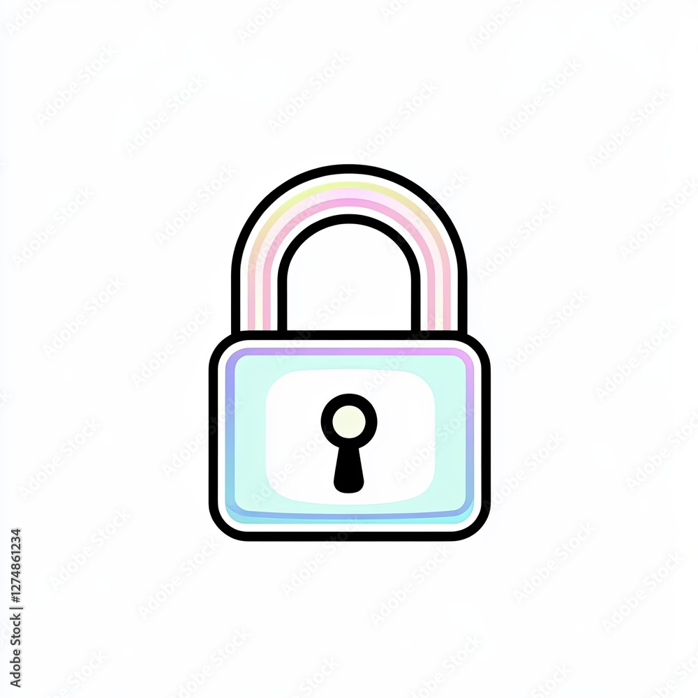 padlock, a simple line drawing, flat design style, pastel colors, white background padlock, a simple line drawing, flat design style, pastel colors, white background