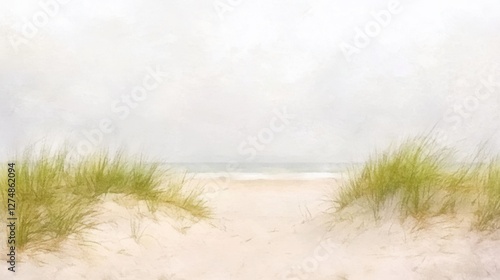 Wallpaper Mural Tranquil Beach Scene with Soft Dunes and Gentle Ocean Waves Torontodigital.ca