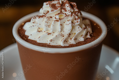 Decadent Chocolate Treat: Whipped Cream and Cocoa Powder Delight