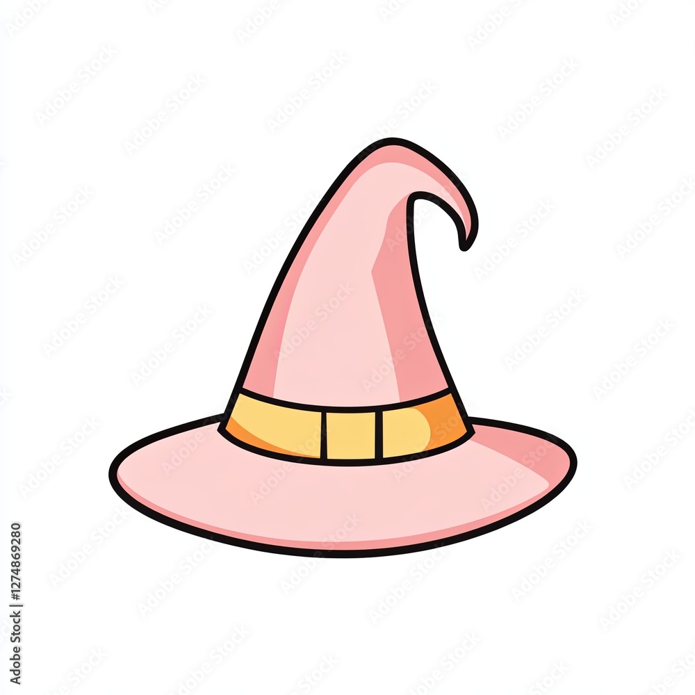 Fototapeta premium witch hat, a simple line drawing, flat design style, pastel colors, white background