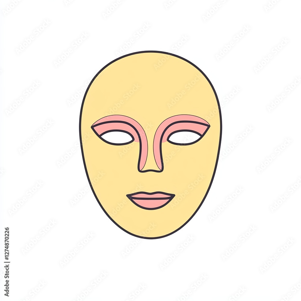 t mask, a simple line drawing, flat design style, pastel colors, white background t mask, a simple line drawing, flat design style, pastel colors, white background