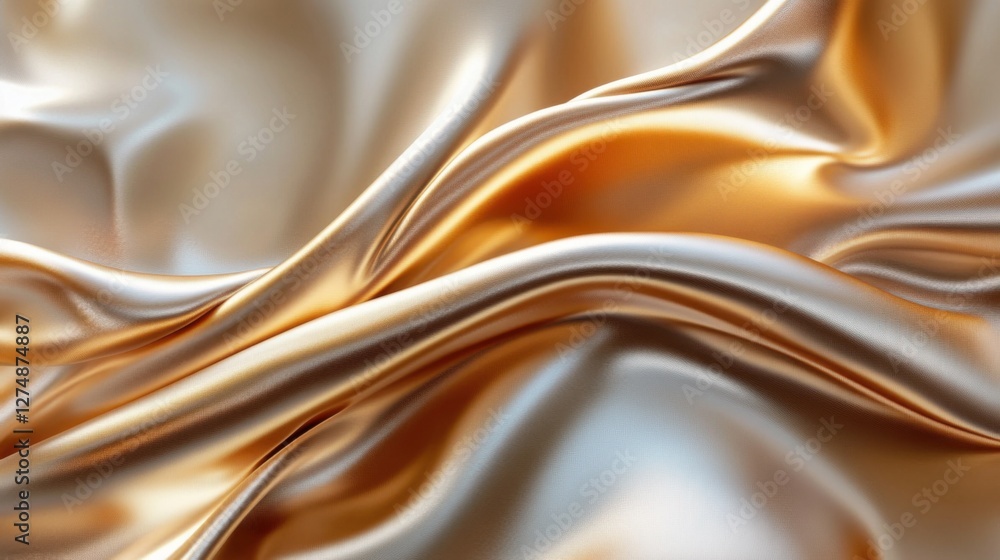 Smooth Satin Fabric With Golden Hues Creating Elegant Waves and Textures in Soft Light Smooth Satin Fabric With Golden Hues Creating Elegant Waves and Textures in Soft Light