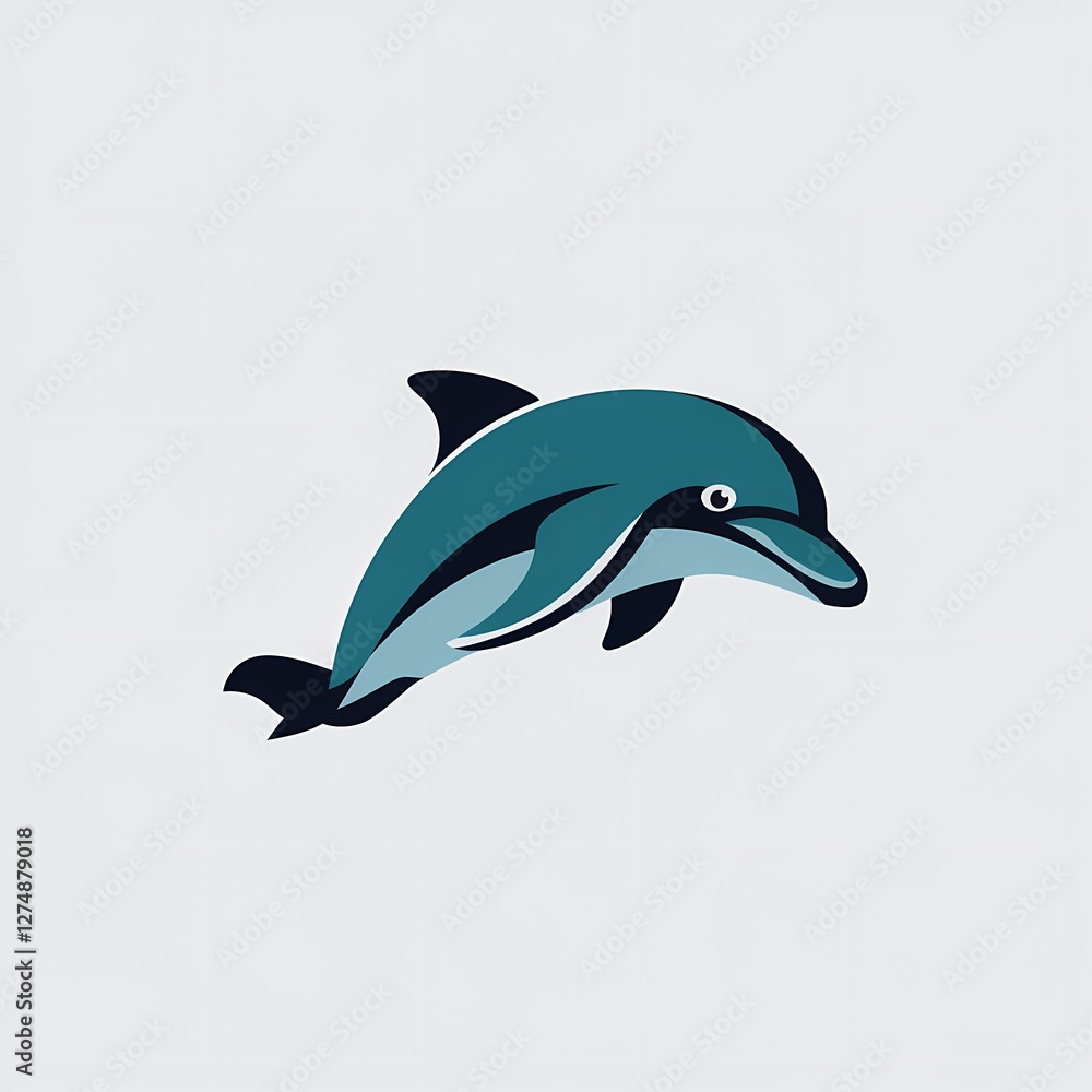 Fototapeta premium Minimalistic Dolphin Jumping Logo