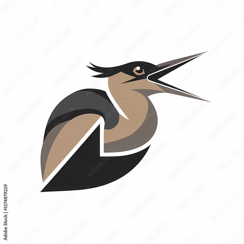 Fototapeta premium Minimalist Bittern Bird Logo Design