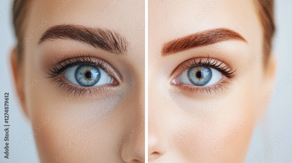 Obraz premium A side-by-side comparison of untamed versus well-groomed eyebrows