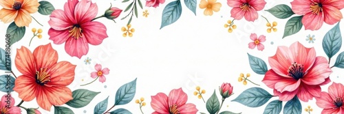 Wallpaper Mural Vibrant Watercolor Floral Pattern Set, vibrant colors, floral arrangement, watercolor design Torontodigital.ca