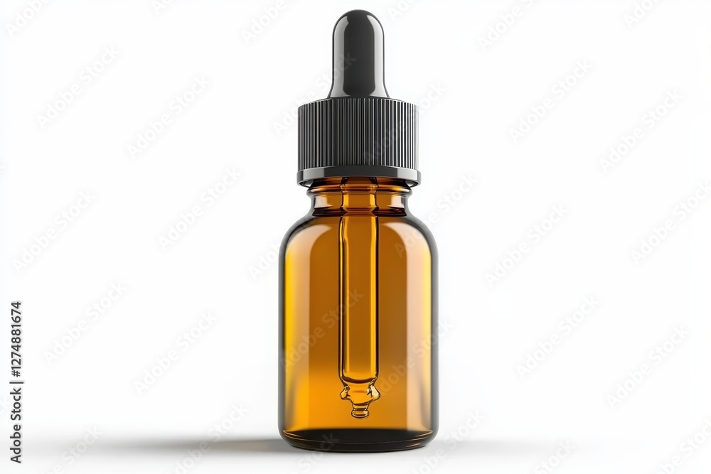 Brown Glass Dropper Bottle for Essential Oils, Liquid, and Herbal Products on White Background Brown Glass Dropper Bottle for Essential Oils, Liquid, and Herbal Products on White Background