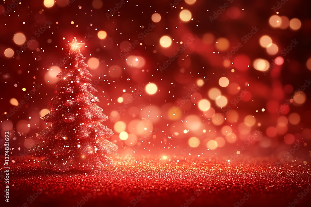 Festive red Christmas tree lights background Festive red Christmas tree lights background