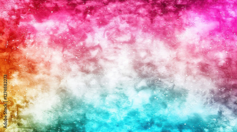 Fototapeta premium A vibrant gradient image featuring swirling patterns of pink, orange, white, and turquoise, creating a dreamy and abstract effect.