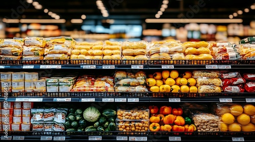 Grocery store shelf produce pasta