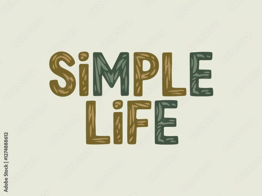 Simple Life text design in earthy tones on a soft background Simple Life text design in earthy tones on a soft background