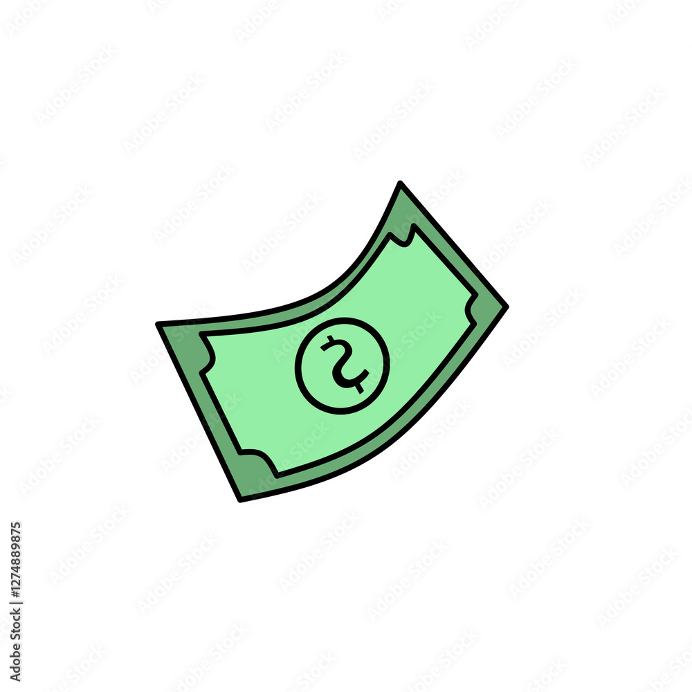 Dollar bill illustration, simple and clean design, perfect for financial, banking, and economy concepts Dollar bill illustration, simple and clean design, perfect for financial, banking, and economy concepts