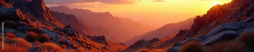 custom made wallpaper toronto digitalSoft orange light dances across rugged terrain, terrain, rustic