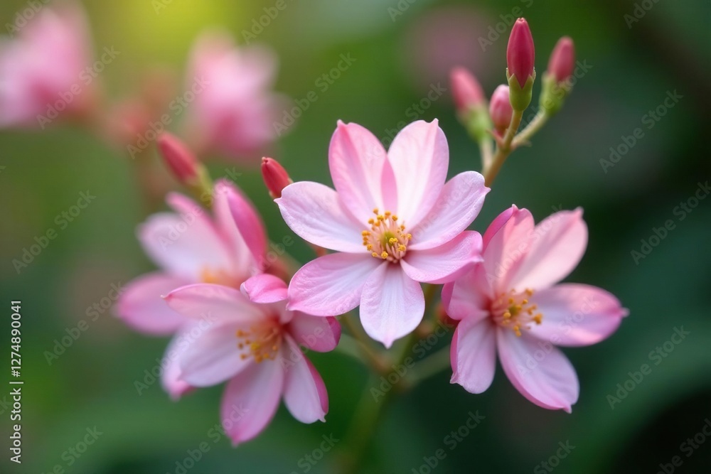 Soft pink eucalyptus flowers and buds in a delicate arrangement, elegant, delicate, garden Soft pink eucalyptus flowers and buds in a delicate arrangement, elegant, delicate, garden