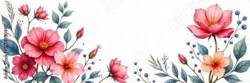 Wallpaper Mural Watercolor floral motif on white background, design, art, abstract Torontodigital.ca