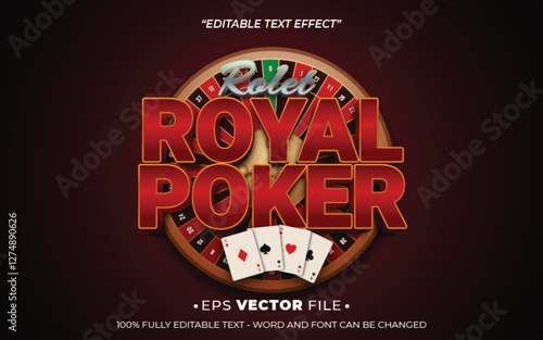 Royal Poker text effect editable vector realistic 3d style