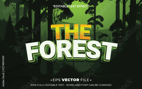 The Forest text effect editable vector template realistic 3d style