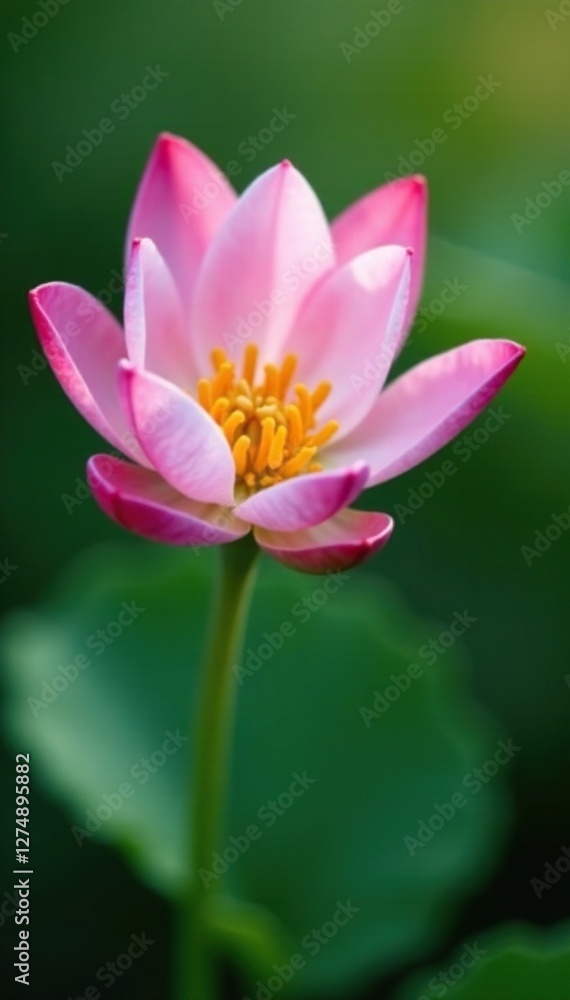 Soft petals of pink and white hues on a green stem, flower, nature Soft petals of pink and white hues on a green stem, flower, nature