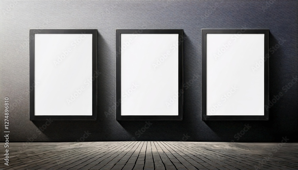 Minimalist Black Frame Holds Empty Poster, Striking against Backdrop of a Clean Horizon at Twilights Edge, Perfect for Digital Art, Home Decor or Design Inspiration. Minimalist Black Frame Holds Empty Poster, Striking against Backdrop of a Clean Horizon at Twilights Edge, Perfect for Digital Art, Home Decor or Design Inspiration.