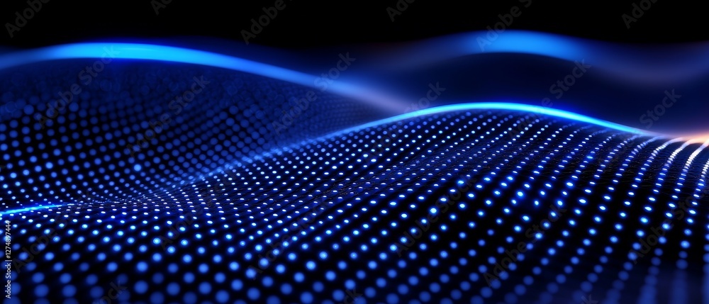 Wavy Blue Digital Mesh Surface with Illuminated Lines Abstract Technology Futuristic Data Representation Wavy Blue Digital Mesh Surface with Illuminated Lines Abstract Technology Futuristic Data Representation