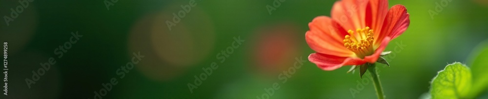 Delicate nasturtium flower blooms on a leafy stem, plant, spring, flowers Delicate nasturtium flower blooms on a leafy stem, plant, spring, flowers