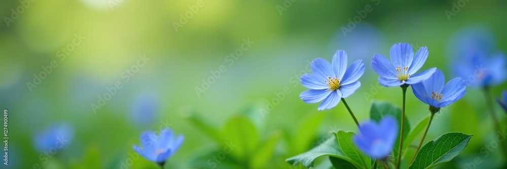 delicate blue primrose primula flowers in a field, blue, nature delicate blue primrose primula flowers in a field, blue, nature